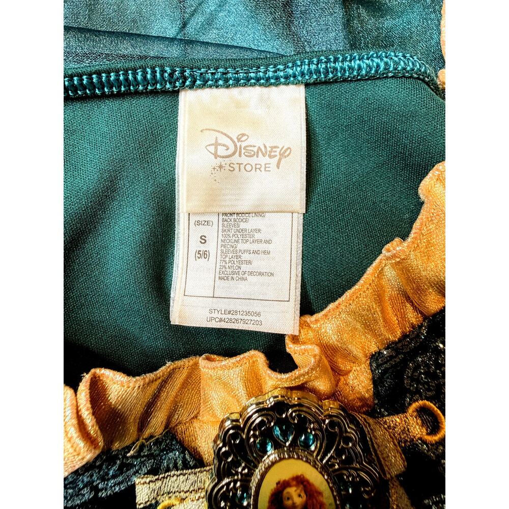 Disney Store Princess Merida Brave Deluxe Costume Dress Teal Gold Girls [S 5-6} - Picture 2 of 10